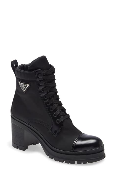 prada square toe ankle boots|prada block heel combat boots.